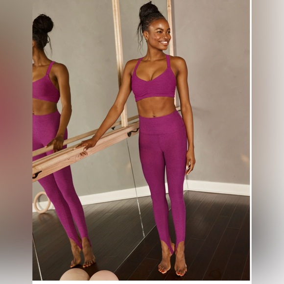 Beyond Yoga Pants - Beyond Yoga Spacedye Well Rounded Stirrup Legging Magenta Heather